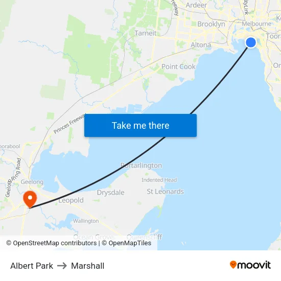 Albert Park to Marshall map