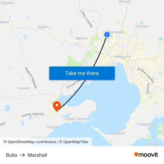 Bulla to Marshall map