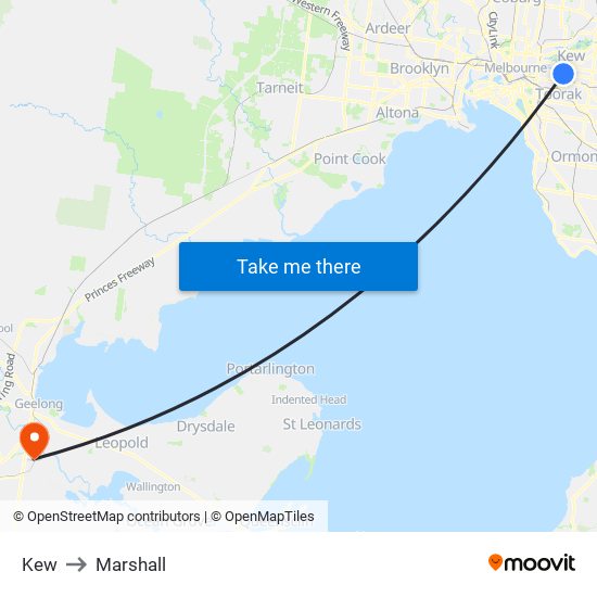 Kew to Marshall map