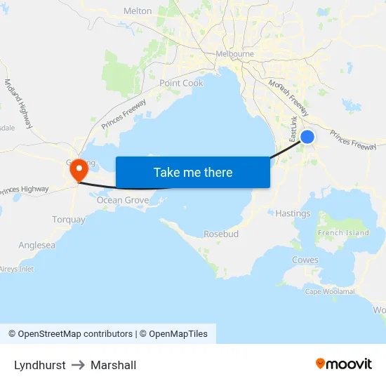 Lyndhurst to Marshall map