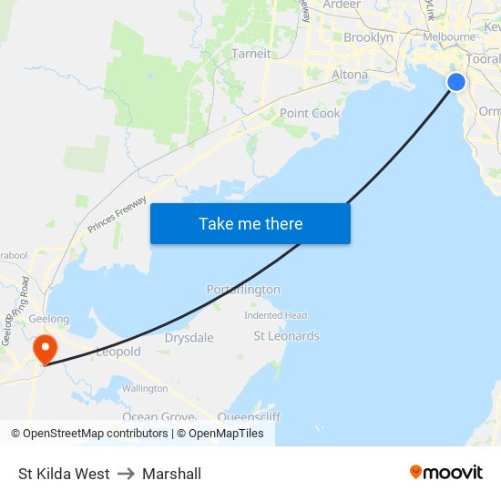 St Kilda West to Marshall map