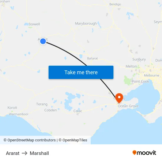 Ararat to Marshall map