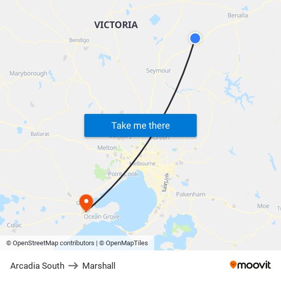 Arcadia South to Marshall map