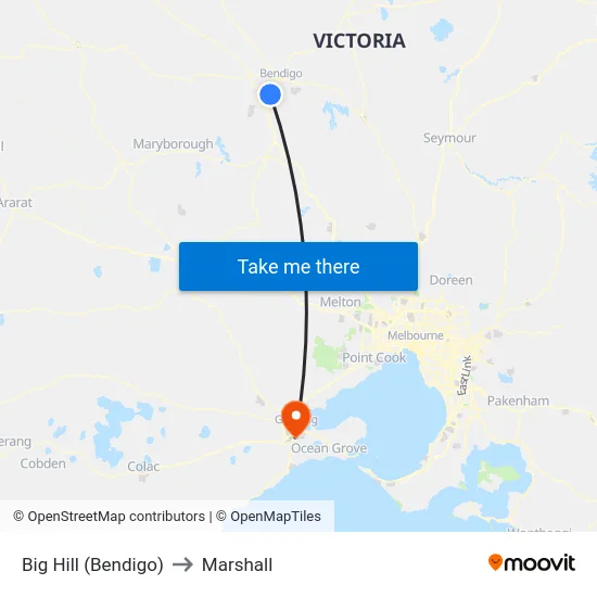 Big Hill (Bendigo) to Marshall map