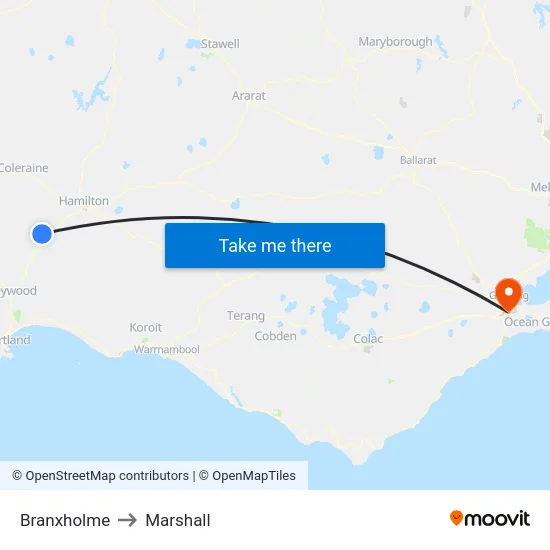Branxholme to Marshall map