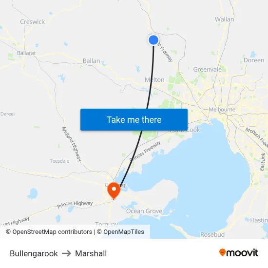 Bullengarook to Marshall map