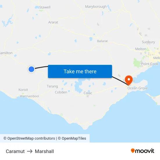 Caramut to Marshall map
