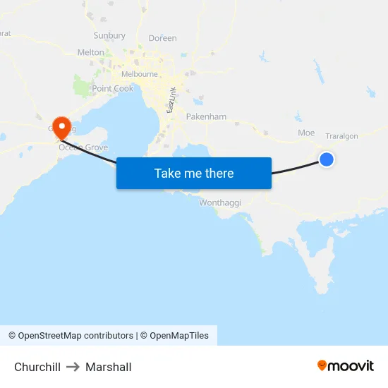 Churchill to Marshall map