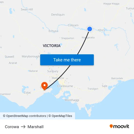 Corowa to Marshall map