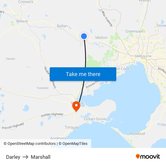 Darley to Marshall map