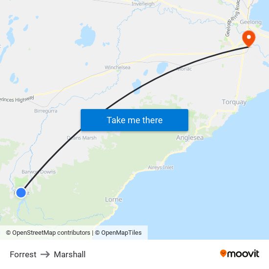 Forrest to Marshall map