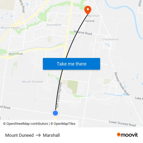 Mount Duneed to Marshall map