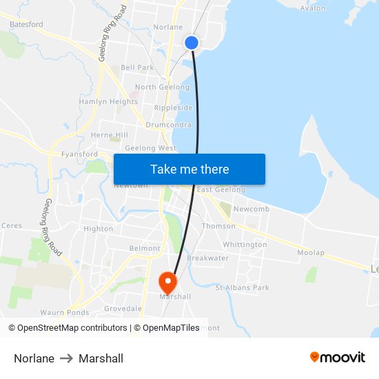 Norlane to Marshall map