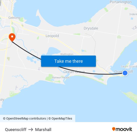 Queenscliff to Marshall map