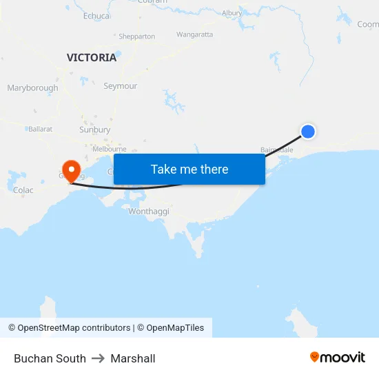 Buchan South to Marshall map