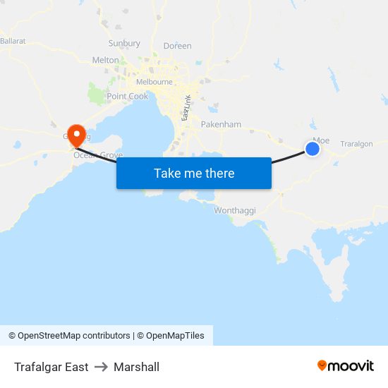 Trafalgar East to Marshall map