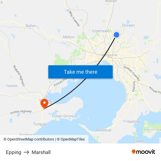 Epping to Marshall map
