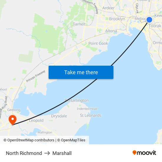 North Richmond to Marshall map