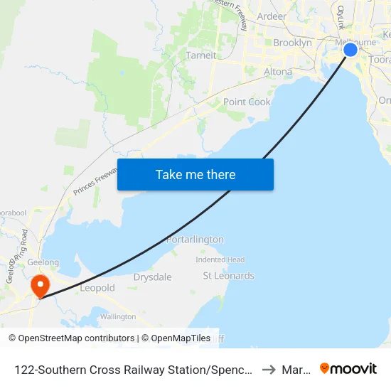 Southern Cross Railway Station/Spencer St #122 to Marshall map