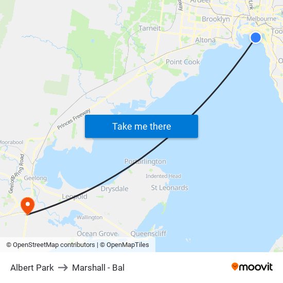 Albert Park to Marshall - Bal map