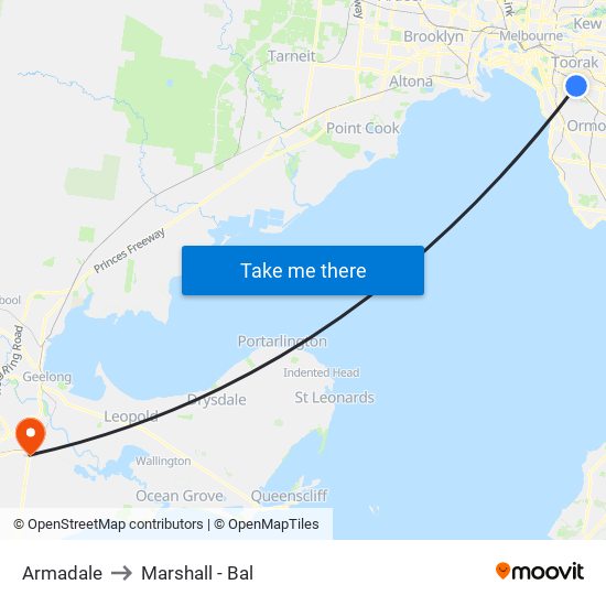 Armadale to Marshall - Bal map