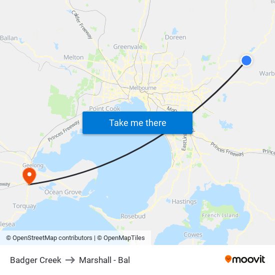 Badger Creek to Marshall - Bal map