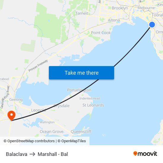 Balaclava to Marshall - Bal map