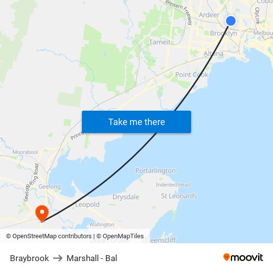 Braybrook to Marshall - Bal map