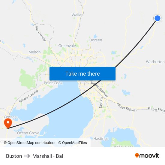 Buxton to Marshall - Bal map