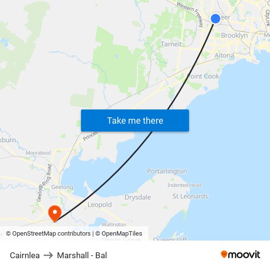 Cairnlea to Marshall - Bal map