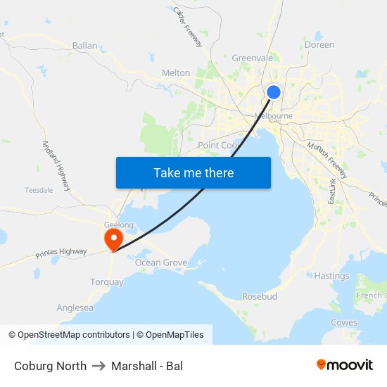 Coburg North to Marshall - Bal map