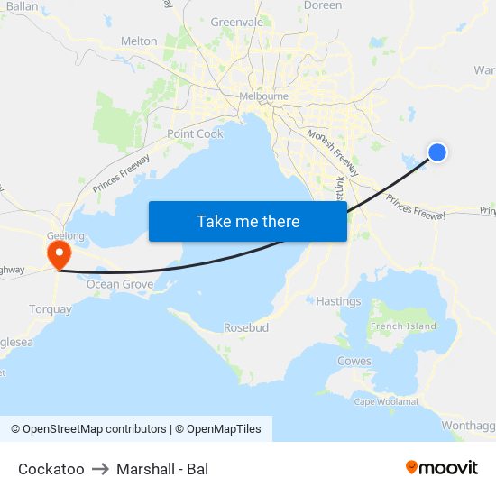 Cockatoo to Marshall - Bal map