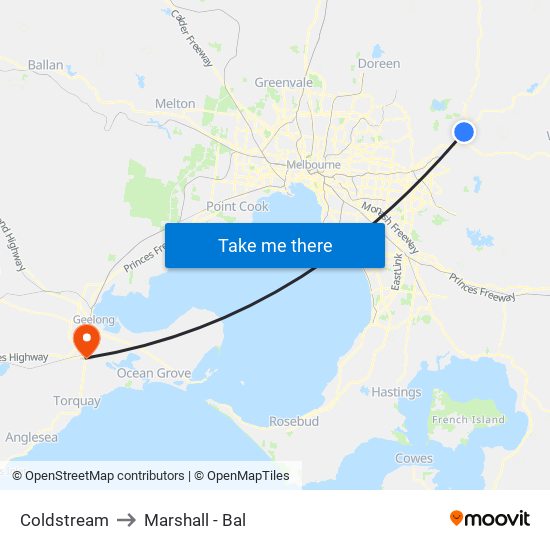 Coldstream to Marshall - Bal map