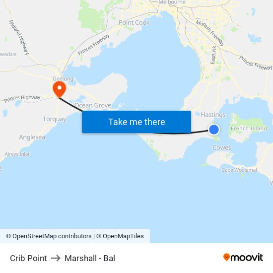 Crib Point to Marshall - Bal map