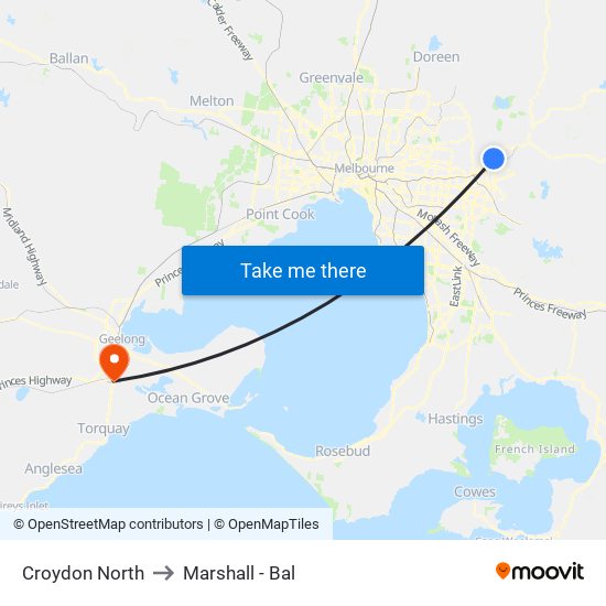 Croydon North to Marshall - Bal map