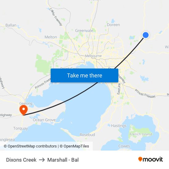 Dixons Creek to Marshall - Bal map