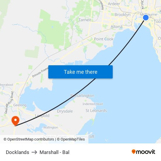 Docklands to Marshall - Bal map