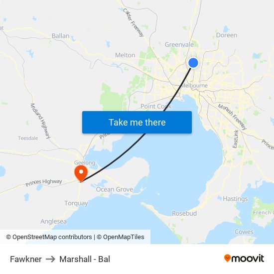 Fawkner to Marshall - Bal map