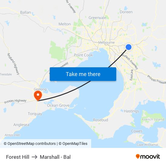 Forest Hill to Marshall - Bal map