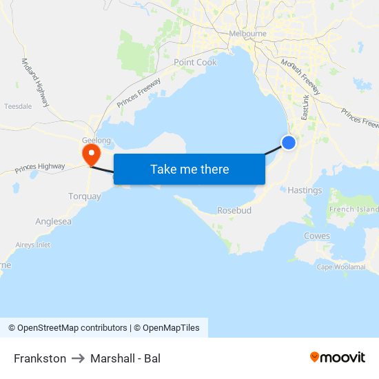 Frankston to Marshall - Bal map