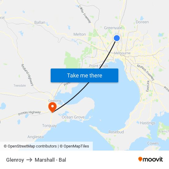 Glenroy to Marshall - Bal map