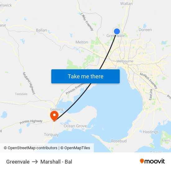 Greenvale to Marshall - Bal map