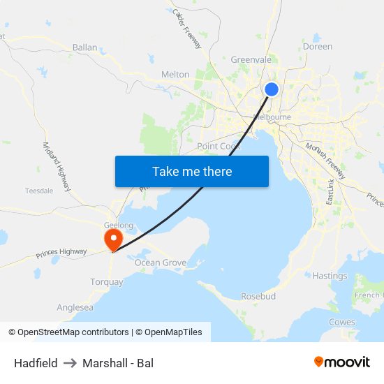 Hadfield to Marshall - Bal map