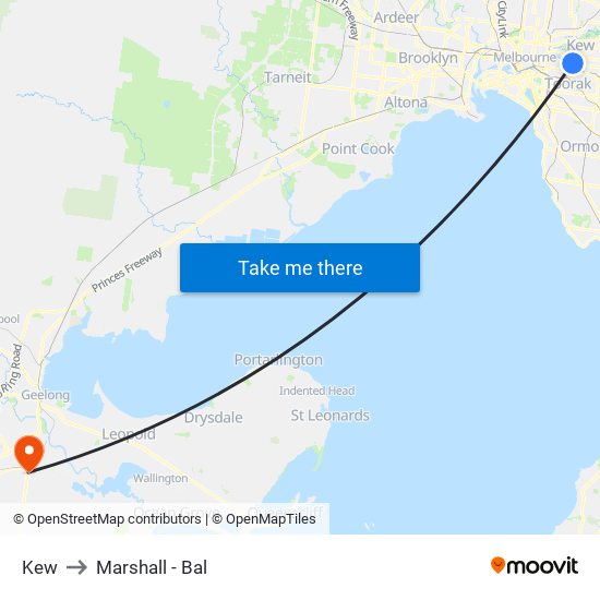 Kew to Marshall - Bal map