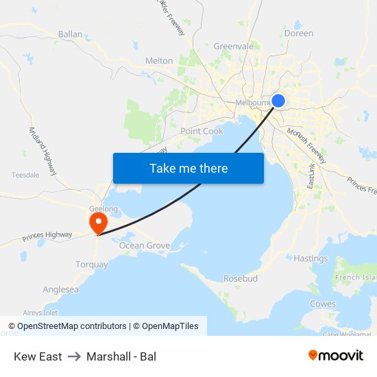 Kew East to Marshall - Bal map