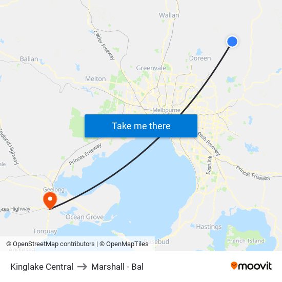 Kinglake Central to Marshall - Bal map