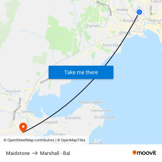 Maidstone to Marshall - Bal map