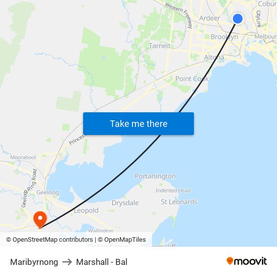 Maribyrnong to Marshall - Bal map