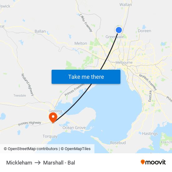 Mickleham to Marshall - Bal map