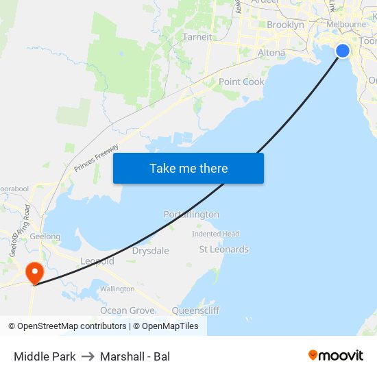 Middle Park to Marshall - Bal map